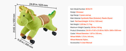 Kids Ride-On Dinosaur Toy for Ages 2–6 | 360° Steering | Kids Rider
