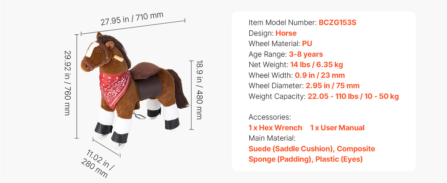 Kids Ride-On Horse Pony Toy for Ages 1+ | 176 lbs Capacity | Kids Rider