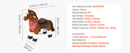 Kids Ride-On Horse Pony Toy for Ages 1+ | 176 lbs Capacity | Kids Rider